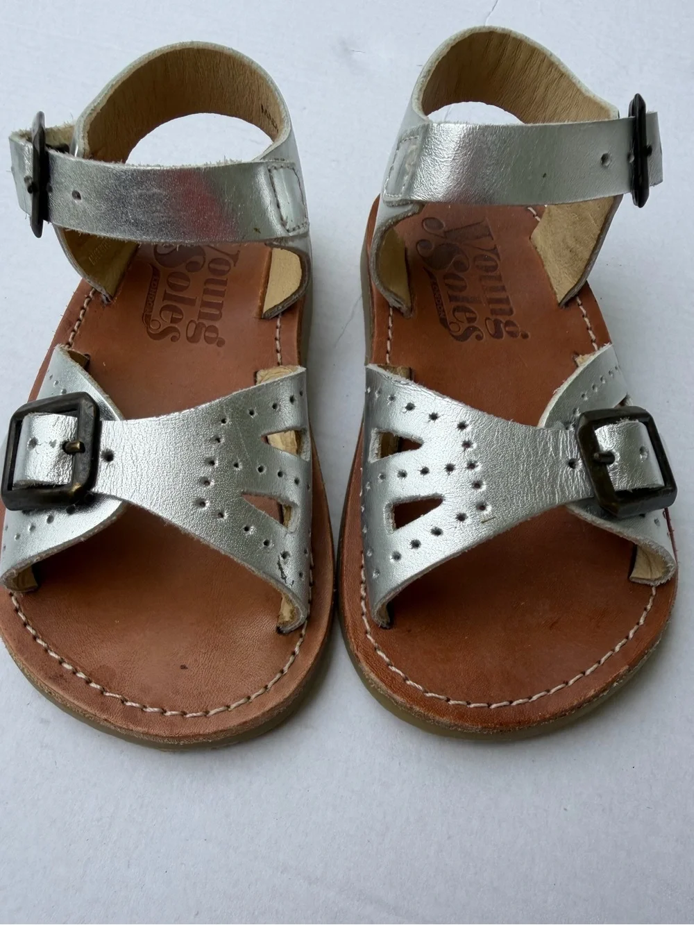 Young Soles Pearl Sandal Silver Leather Unisex Sandals | EU 23 US 7